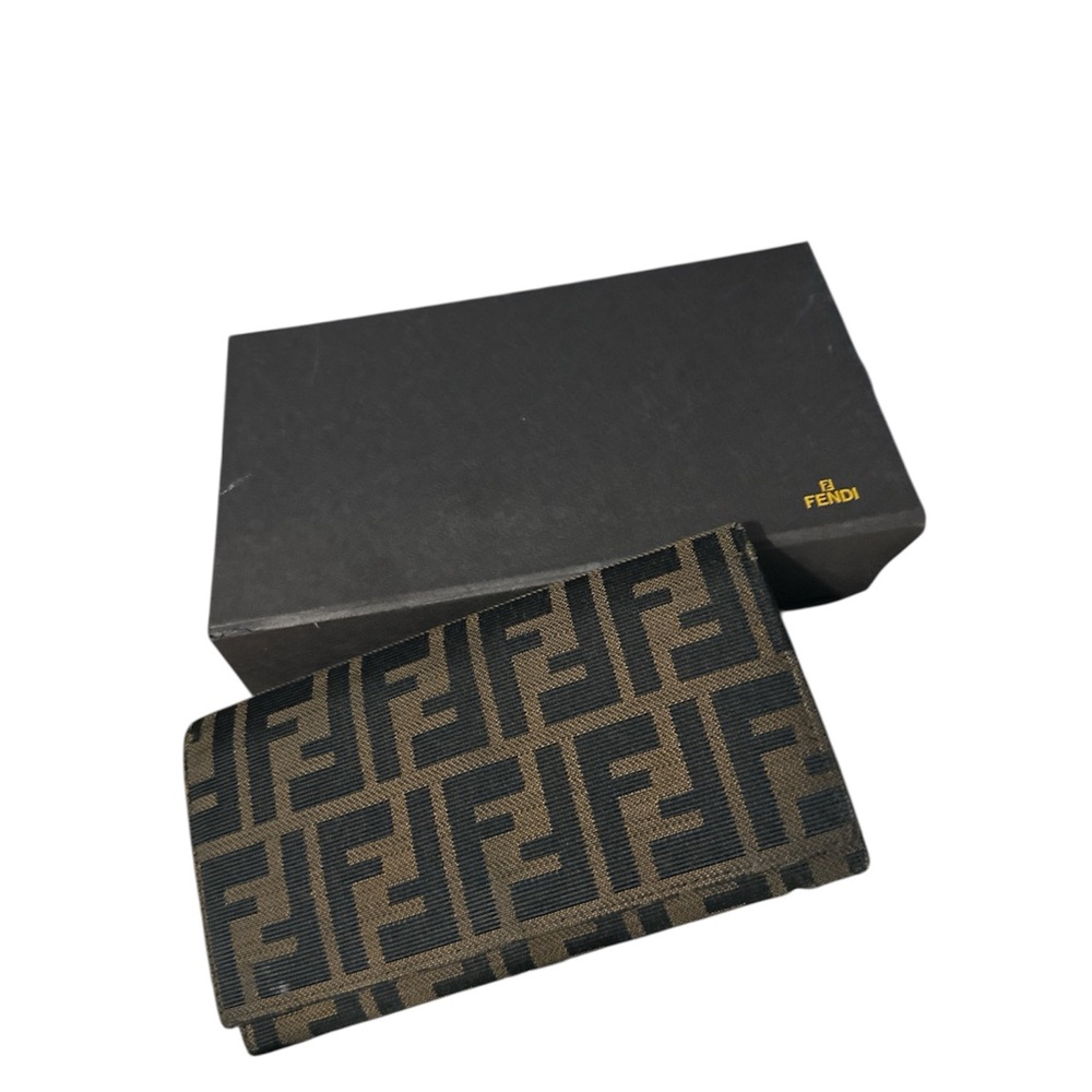 Fendi Black and Brown with Iconic FF Monogram wallet in box pre owned good con